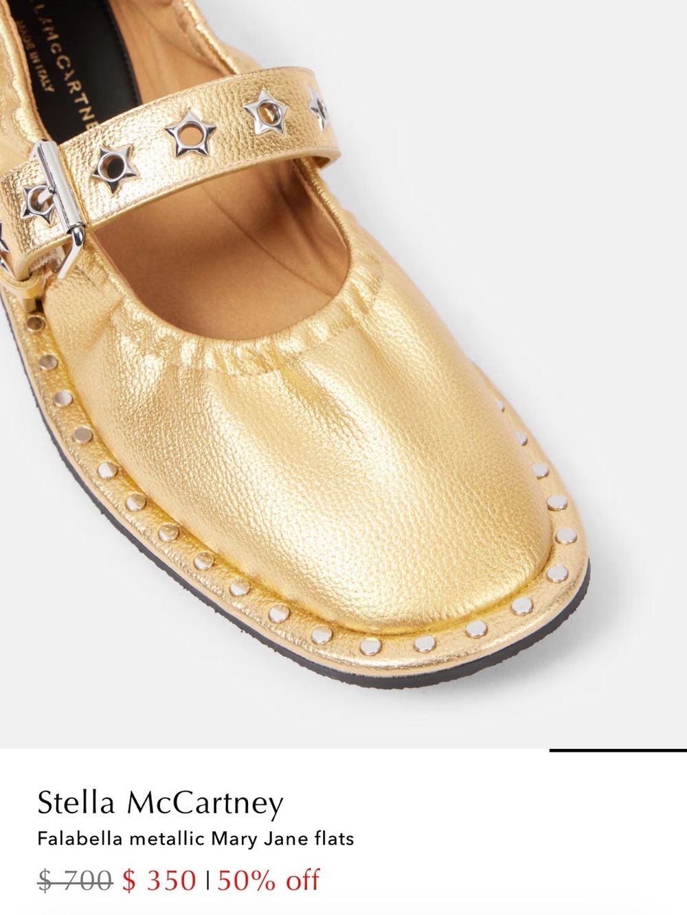 Stella McCartney - Falabella Mary Jane flats in metallic gold